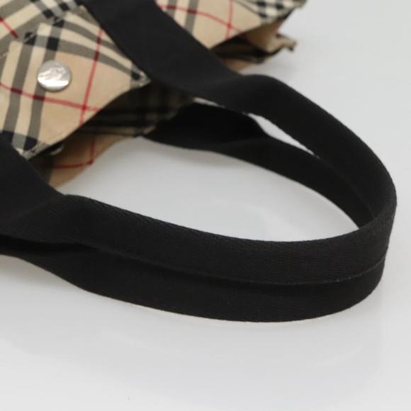 BURBERRY Nova Check Blue Label Hand Bag Nylon Beige Silver Auth 122940 - Picture 7 of 16